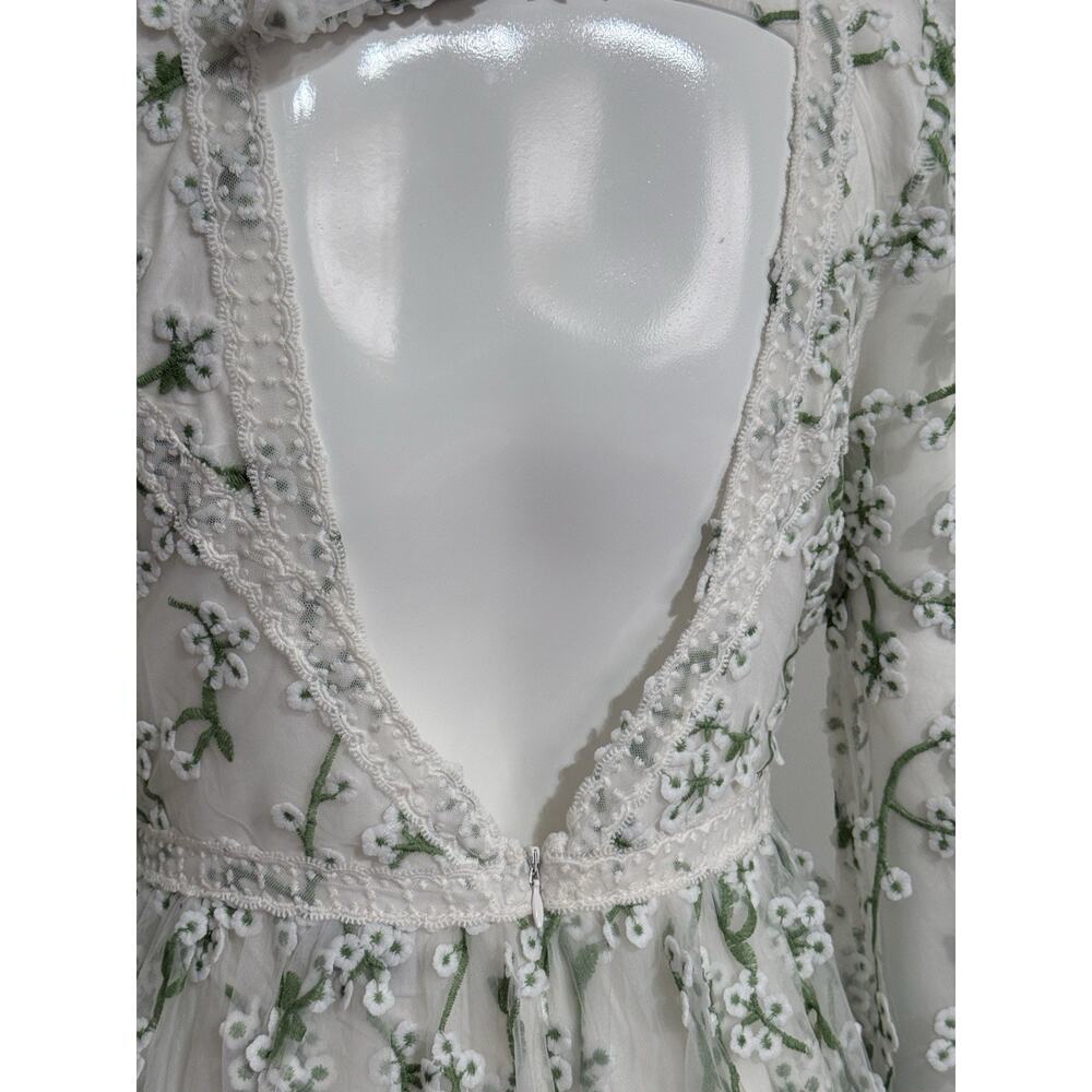 Ever After Floral Embroidered Maxi Dress Cottagecore Wedding Guest Long Sleeve S - Picture 6 of 16